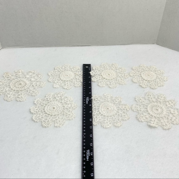 Vintage set of 7 handmade doilies off white lamp coasters table decor Boho Style - Picture 3 of 6